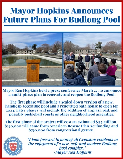 Mayor Hopkins Announces Future Plans For Budlong Pool